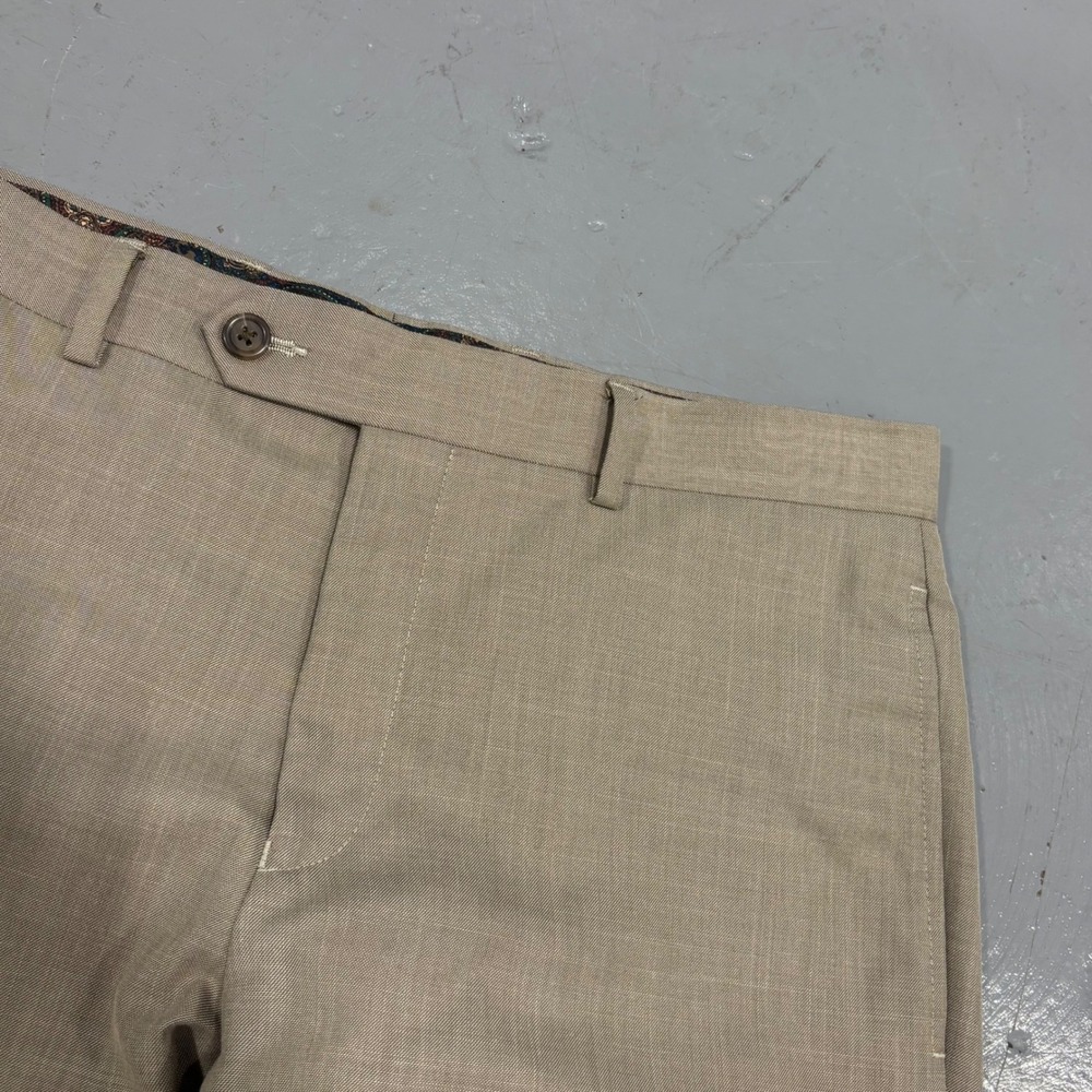 Lauren Ralph Lauren Mens Tan Khaki Flat Front Dress Pants 34x30 Straight Leg